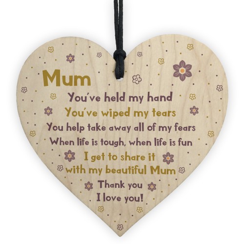 Mum Gift For Mothers Day Birthday Wood Heart Gift From Daughter