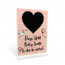 New Baby Countdown Plaque Chalkboard Sign Pregnancy Baby Pink