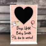 New Baby Countdown Plaque Chalkboard Sign Pregnancy Baby Pink