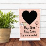New Baby Countdown Plaque Chalkboard Sign Pregnancy Baby Pink