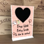 New Baby Countdown Plaque Chalkboard Sign Pregnancy Baby Pink