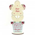 Mum Gift For Mothers Day Birthday Wood Flower Thank You Gift