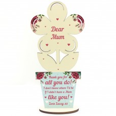 Mum Gift For Mothers Day Birthday Wood Flower Thank You Gift