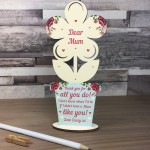 Mum Gift For Mothers Day Birthday Wood Flower Thank You Gift