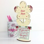 Mum Gift For Mothers Day Birthday Wood Flower Thank You Gift