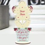 Mum Gift For Mothers Day Birthday Wood Flower Thank You Gift