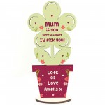 Personalised Wooden Flower Keepsake For Mum Mummy Birthday