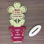 Personalised Wooden Flower Keepsake For Mum Mummy Birthday