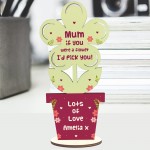 Personalised Wooden Flower Keepsake For Mum Mummy Birthday