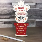 Personalised Gift For Mum Mummy Wood Flower Birthday Mothers Day