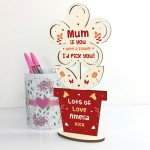 Personalised Gift For Mum Mummy Wood Flower Birthday Mothers Day