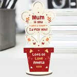 Personalised Gift For Mum Mummy Wood Flower Birthday Mothers Day