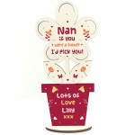 Personalised Gift For Nan Nanny Wood Flower Birthday Mothers Day