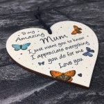 Gift For Mum Wood Heart Mum Birthday Xmas Gift From Daughter Son