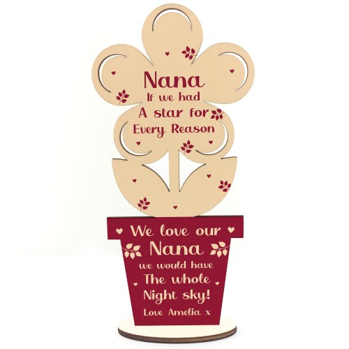Special Gift For Nana Birthday Mothers Day Wooden Flower