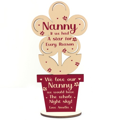 Special Gift For Nanny Birthday Mothers Day Wooden Flower