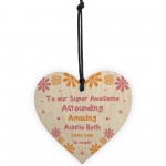 Novelty Gift For Auntie Personalised Wood Heart Auntie Birthday