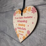 Novelty Gift For Auntie Personalised Wood Heart Auntie Birthday
