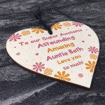 Novelty Gift For Auntie Personalised Wood Heart Auntie Birthday