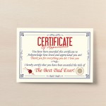 Funny Unusual Gift For Dad Certificate Fathers Day Birthday Gift