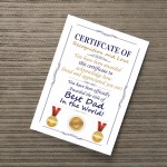 Personalised Certificate Funny Dad Gift For Fathers Day Birthday