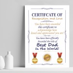 Personalised Certificate Funny Dad Gift For Fathers Day Birthday