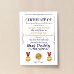Novelty Certificate Fathers Day Birthday Funny Gift For Daddy