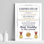 Novelty Certificate Fathers Day Birthday Funny Gift For Daddy