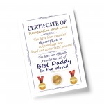 Novelty Certificate Fathers Day Birthday Funny Gift For Daddy