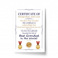 Novelty Certificate Fathers Day Birthday Funny Grandad Gift 