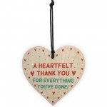 Gift For Teacher Nurse Carer Volunteer Wooden Heart Thank You