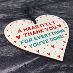 Gift For Teacher Nurse Carer Volunteer Wooden Heart Thank You