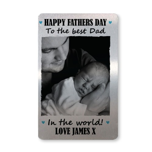 Personalised Photo Gift For Fathers Day Novelty Metal Card Dad