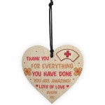 Personalised Gift For Nurse Wooden Heart Thank You Gift For Him 