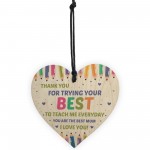 Thank You Gift For Mum Wood Heart Home School Teacher Gift