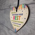 Thank You Gift For Mum Wood Heart Home School Teacher Gift