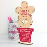 Best Friend Birthday Gift Thankyou Wood Flower Friendship Plaq