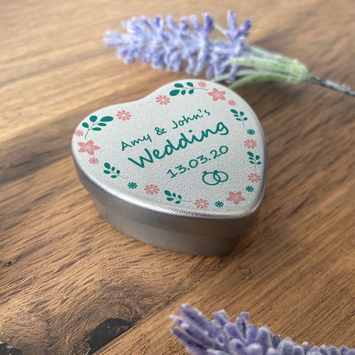 Wedding Table Decorations Personalised Heart Sweet Tin Favours
