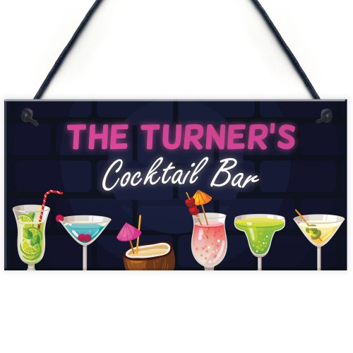 PERSONALISED Cocktail Bar Neon Effect Sign Bar And Pub Decor