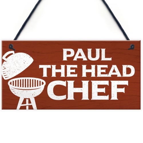 Personalised Head Chef BBQ Barbecue Sign Novelty Garden Plaque