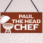 Personalised Head Chef BBQ Barbecue Sign Novelty Garden Plaque