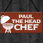 Personalised Head Chef BBQ Barbecue Sign Novelty Garden Plaque