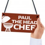 Personalised Head Chef BBQ Barbecue Sign Novelty Garden Plaque