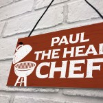 Personalised Head Chef BBQ Barbecue Sign Novelty Garden Plaque