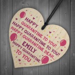 Happy Birthday Card Wooden Heart Isolation Quaratine Gift Funny