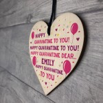 Happy Birthday Card Wooden Heart Isolation Quaratine Gift Funny