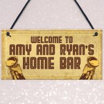 PERSONALISED Home Bar Sign Rustic Hanging Sign Man Cave Gifts