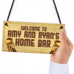 PERSONALISED Home Bar Sign Rustic Hanging Sign Man Cave Gifts