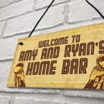 PERSONALISED Home Bar Sign Rustic Hanging Sign Man Cave Gifts