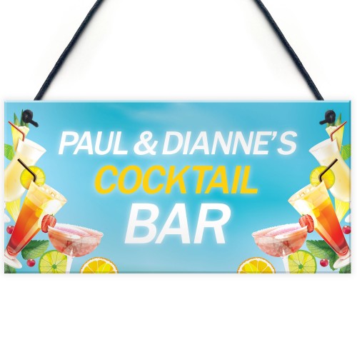 Cocktail Bar Personalised Sign Home Bar Hanging Sign Decor Gifts